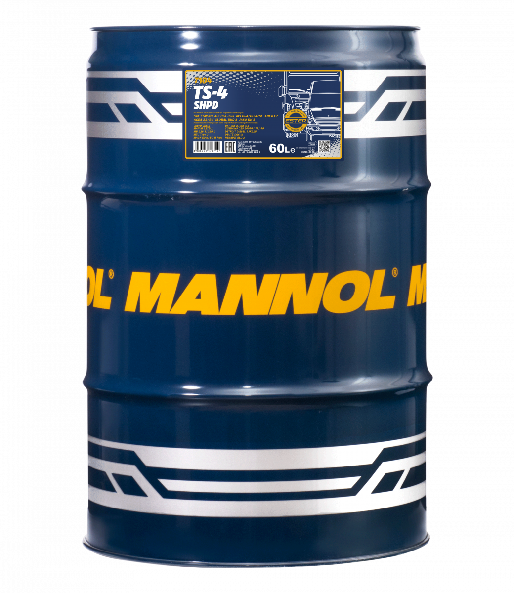 Mannol TS4 SHPD Engine Oil E7 A Premium Fully Synthetic TS4 E7 15W40 UHPD LOW SAPS E7 Volvo Scania Mercedes DAF Cummins JCB Mannol Fanfaro Engine Oil Fluid front packet