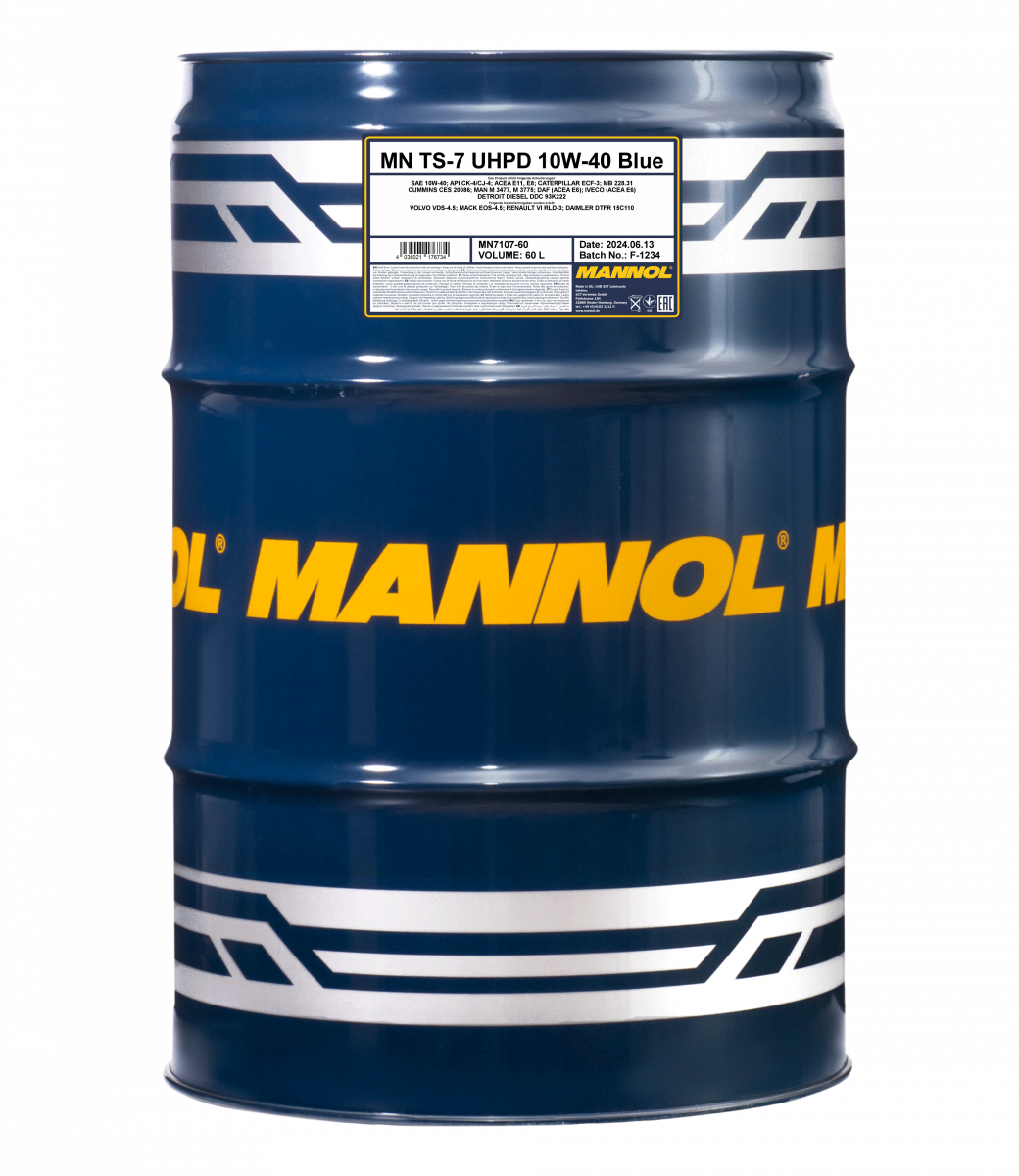 A Premium Fully Synthetic TS7 10W40 UHPD LOW SAPS E6 E9 E8 E11 Volvo Scania Mercedes DAF Cummins Mannol Fanfaro Engine Oil Fluid front packet