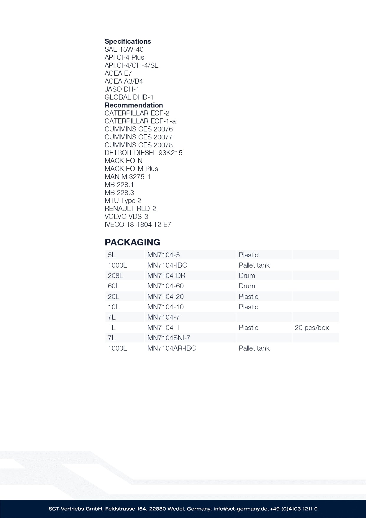 MANNOL TS-4 SHPD 15W-40 E7 SHPD