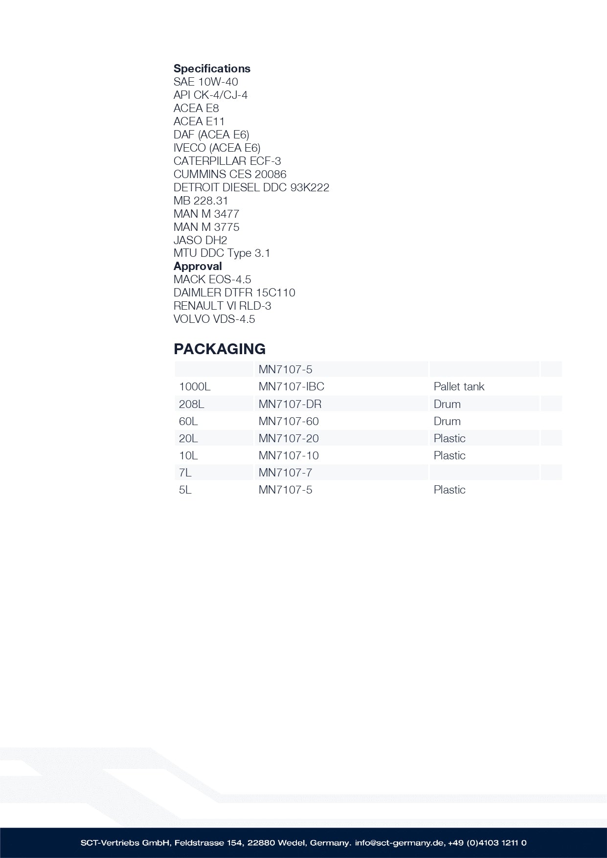 MANNOL TS-7 UHPD 10W-40 Fully Synthetic Blue Approved Engine Oil E8/E11 (Previously E6/E9)