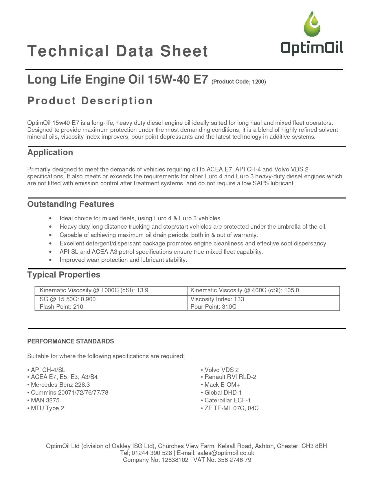 OptimOil 15W-40 E7 SHPD Engine Oil