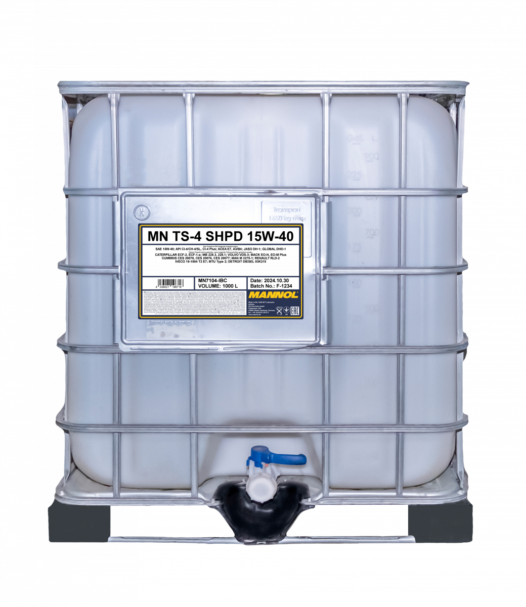 Mannol TS4 SHPD Engine Oil E7 A Premium Fully Synthetic TS4 E7 15W40 UHPD LOW SAPS E7 Volvo Scania Mercedes DAF Cummins JCB Mannol Fanfaro Engine Oil Fluid front packet