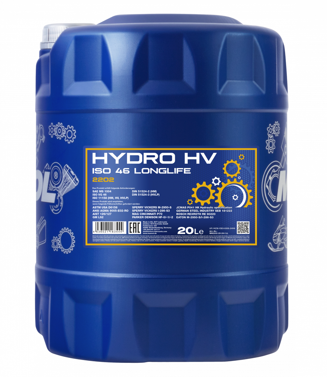A Premium Hydraulic Oil Fluid ISO 46 68 32 HVI Mannol Fanfaro Fluid front packet