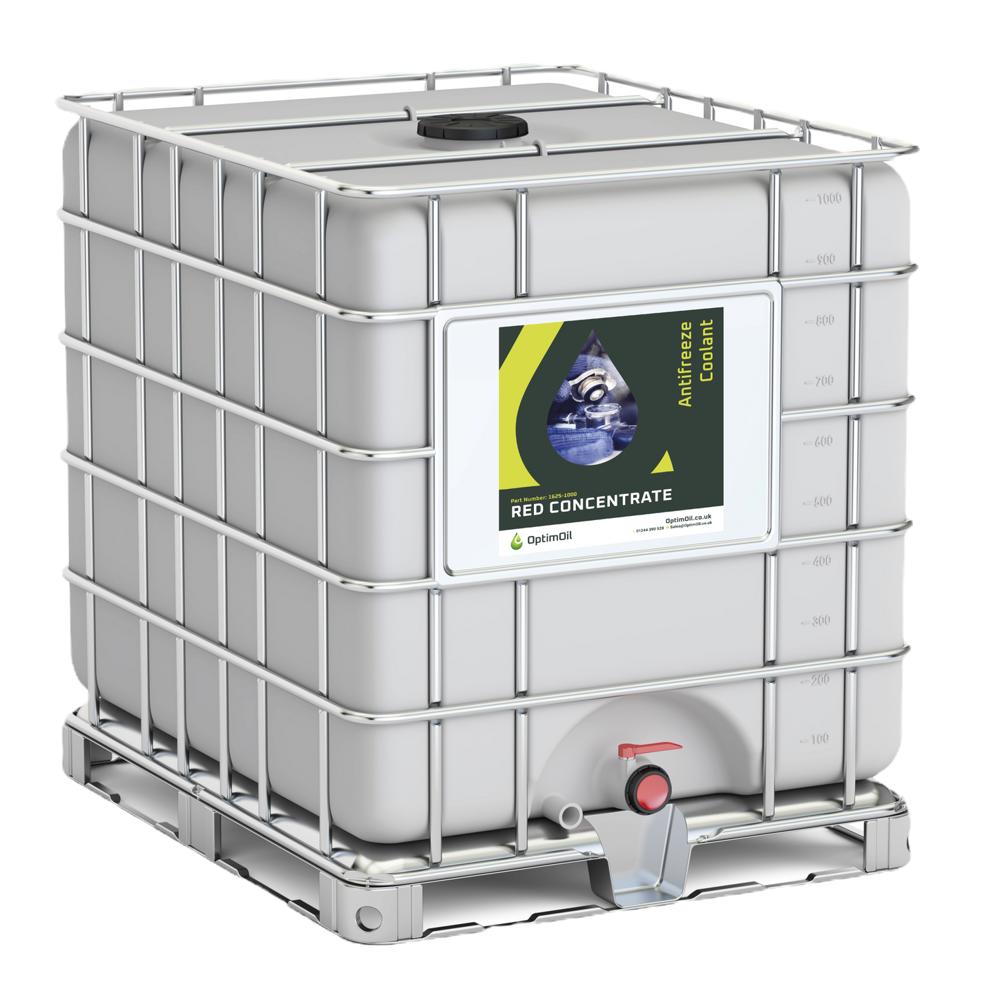 OptimOil Extended Longlife Coolant Concentrated  Concentrate Ready Mixed Red Pink  Blue Yellow VCS Coolant Front Volvo Ethylene Glycol Based  DAF JCB Mercedes Scania LDF4 LD5 VDS4.5 VDS4 Front Packet