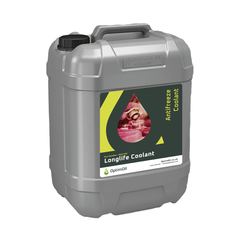 OptimOil Extended Longlife Coolant Concentrated  Concentrate Ready Mixed Red Pink  Blue Yellow VCS Coolant Front Volvo Ethylene Glycol Based  DAF JCB Mercedes Scania LDF4 LD5 VDS4.5 VDS4 Front Packet