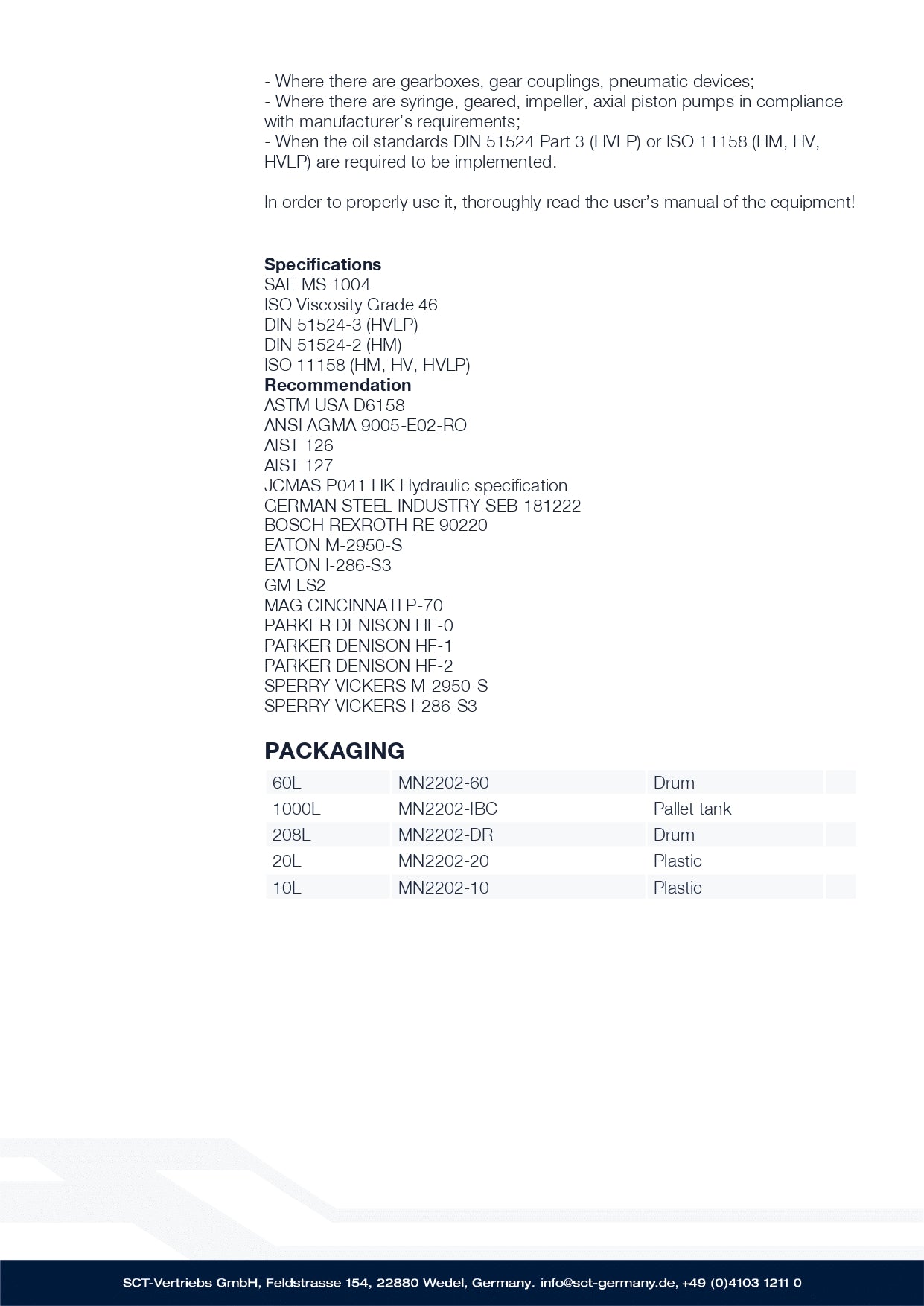 MANNOL Hydro HV ISO 32 / 46 / 68 Longlife 2202